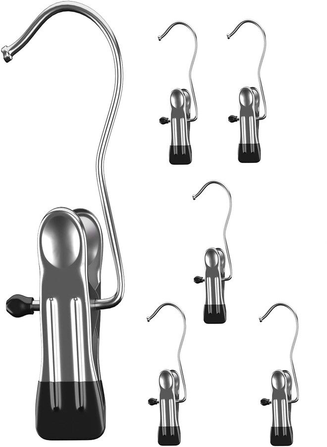 Gopendra Multipurpose Clip Hook Hanger | Hanging Pins | Stainless Steel Laundry Clips with Hooks | for Clothing, Glove, Shoe, Garment, Photos & Home Decoration (Pack of 6) - Image 1
